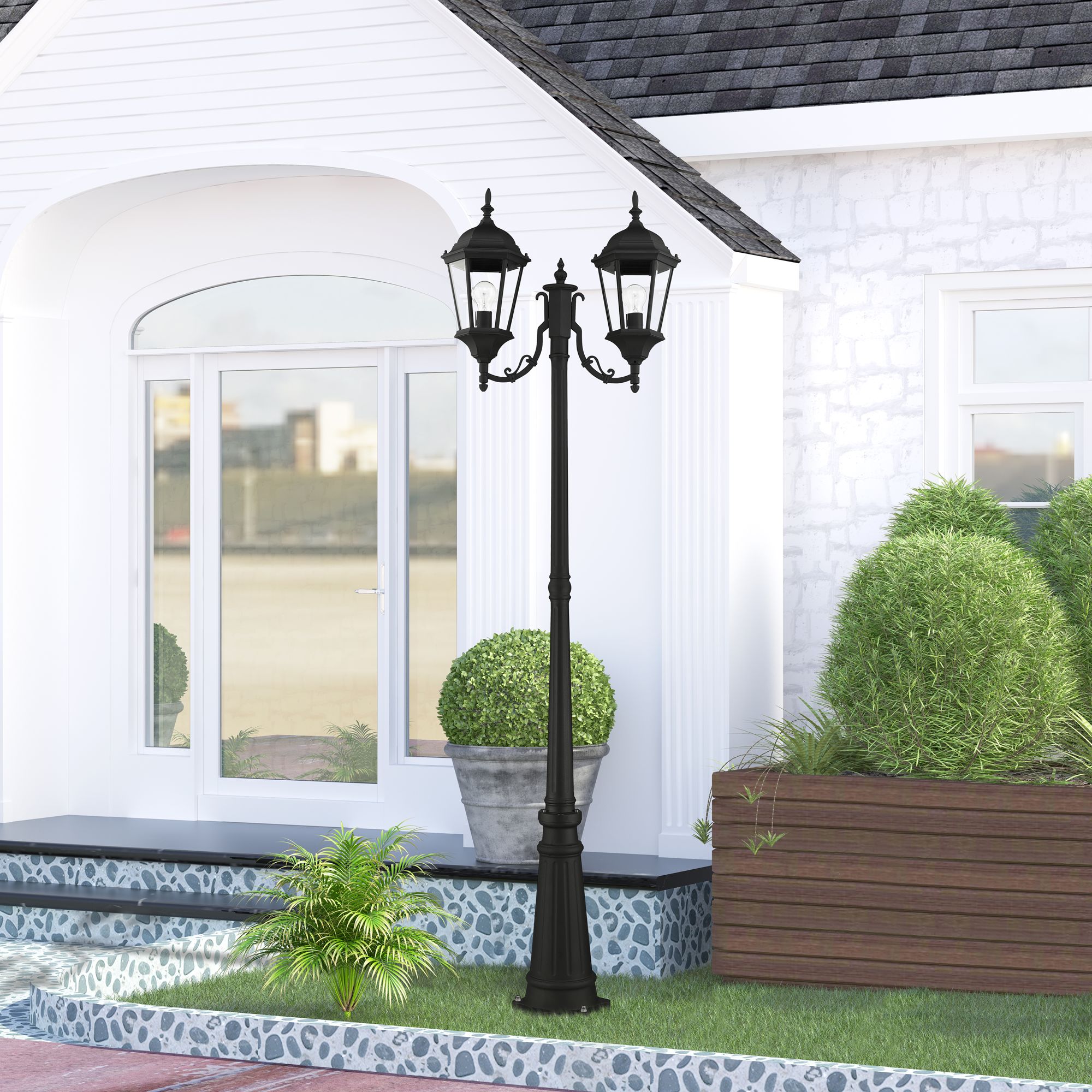 Hamilton 2 Light Textured Black Outdoor Post Light