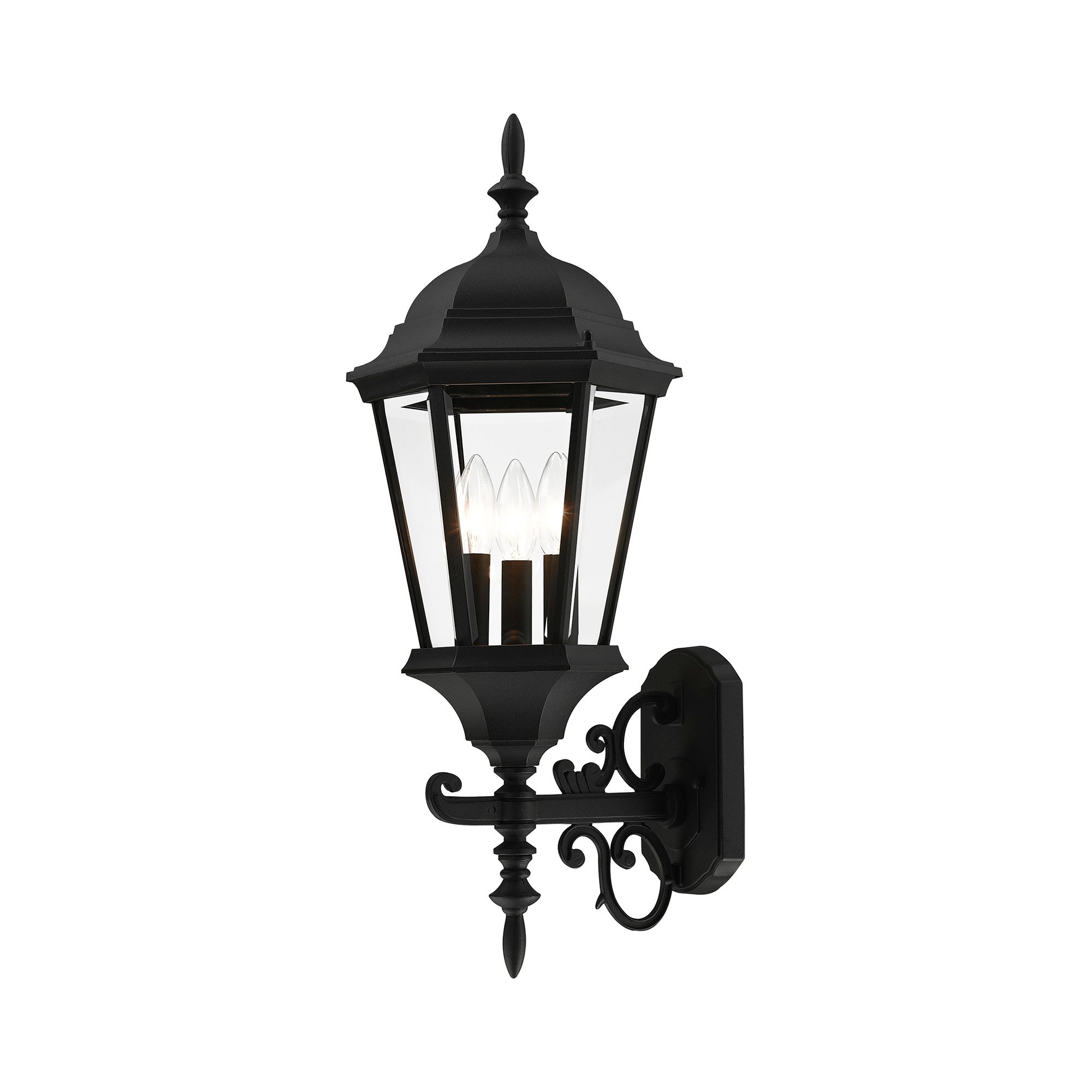 Hamilton 3 Light Textured Black Outdoor Wall Lantern
