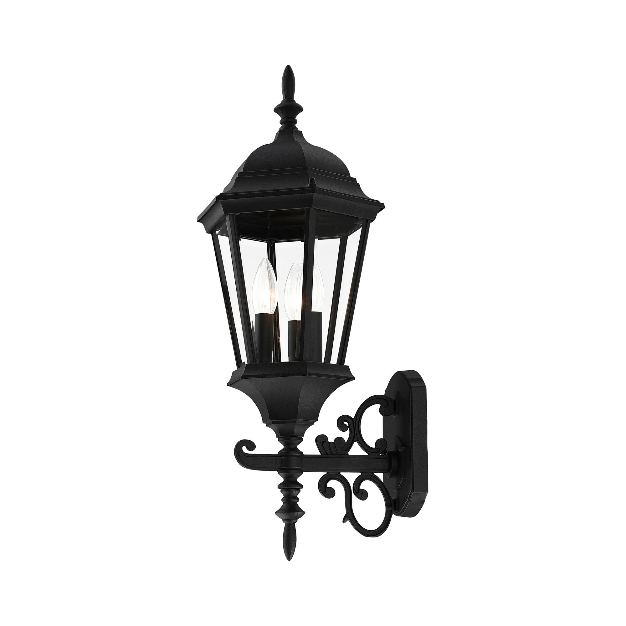 Hamilton 3 Light Textured Black Outdoor Wall Lantern