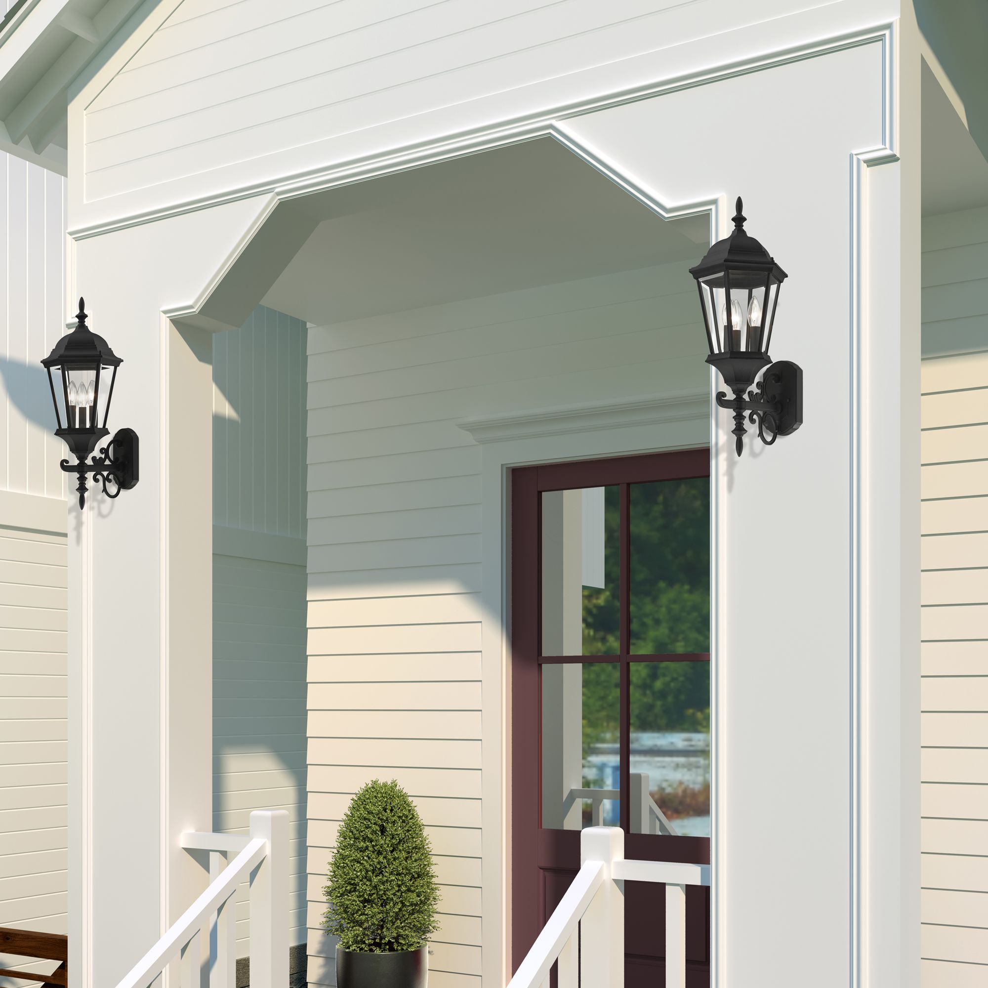 Hamilton 3 Light Textured Black Outdoor Wall Lantern