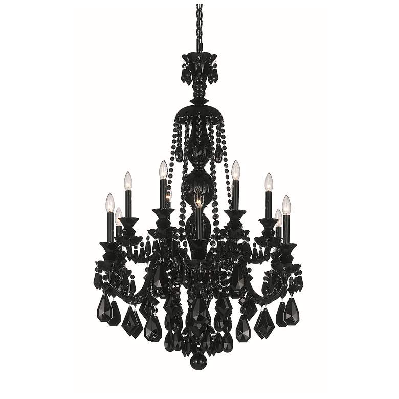 Image 1 Hamilton 44"H x 30"W 12-Light Crystal Chandelier in Jet Black