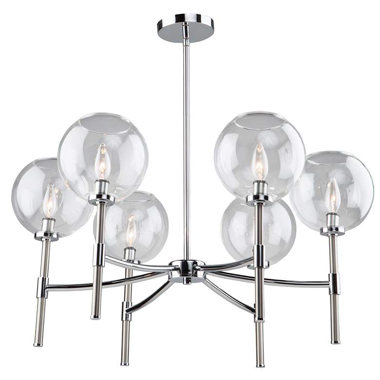Image 1 Hamilton 6-Light Chrome and Brushed Nickel Metal and Clear Glass Chandelier