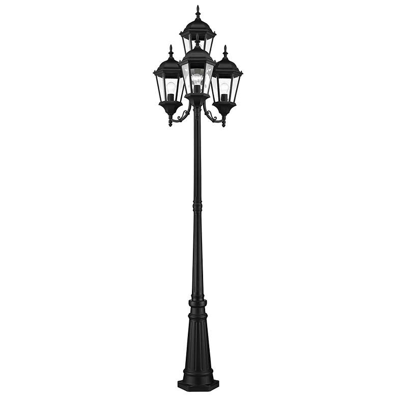 Image 2 Hamilton 95" High Black 4-Head Outdoor Post Light with Base