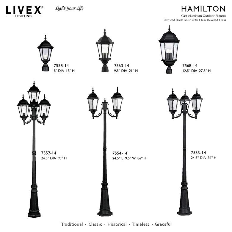 Image 3 Hamilton 95" High Black 4-Head Outdoor Post Light with Base more views