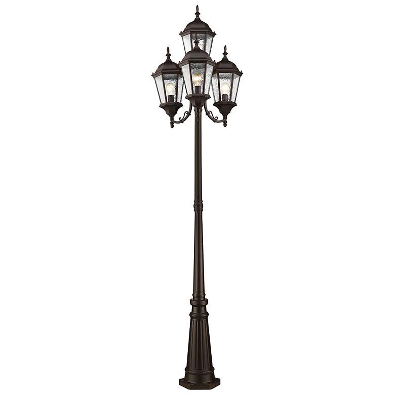 Image 3 Hamilton 95" High Bronze 4-Head Post Light with Base