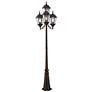 Hamilton 95" High Bronze 4-Head Post Light with Base in scene