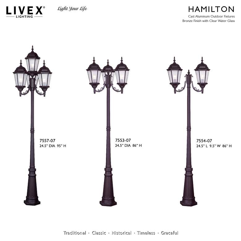 Image 4 Hamilton 95" High Bronze 4-Head Post Light with Base more views
