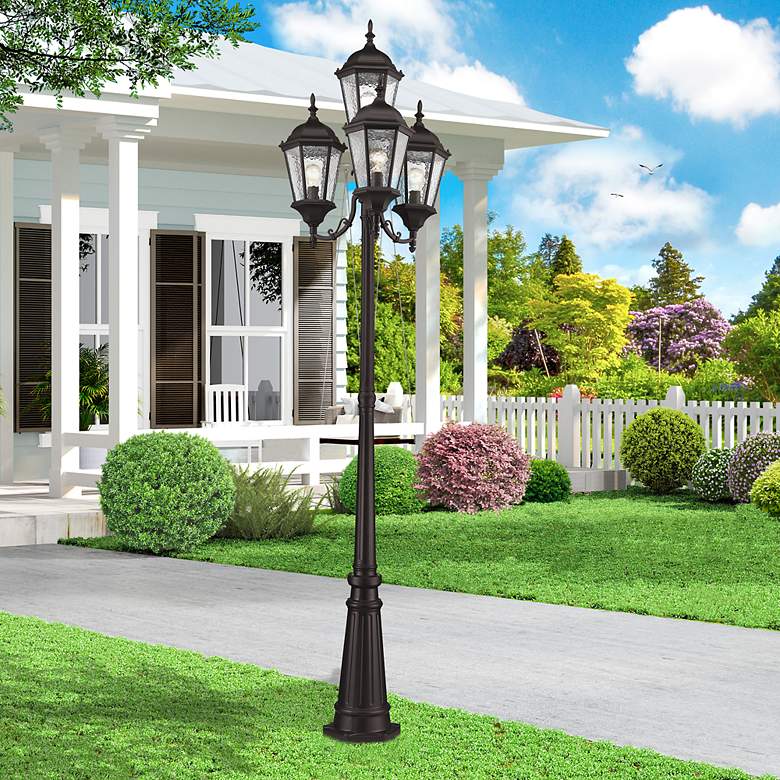 Image 5 Hamilton 95" High Bronze 4-Head Post Light with Base more views