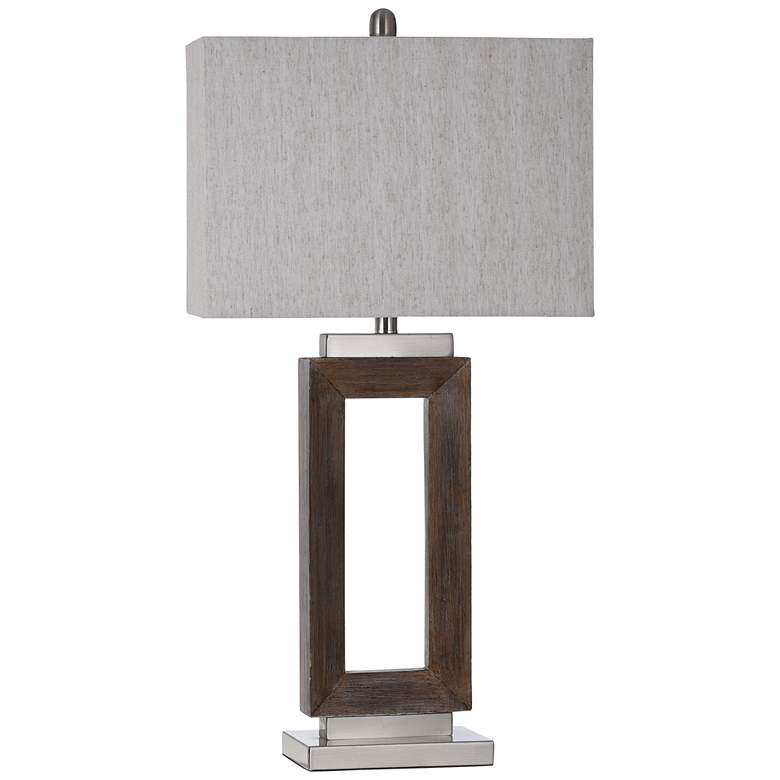 Image 2 Hamilton Brown Wood 32" High Hollow Rectangular Table Lamp
