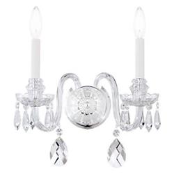 Hamilton Nouveau 16"H x 15"W 2-Light Crystal Wall Sconce in Silve