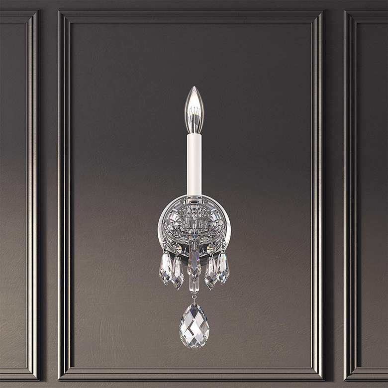Image 1 Hamilton Nouveau 16"H x 7.5"W 1-Light Crystal Wall Sconce in Silv