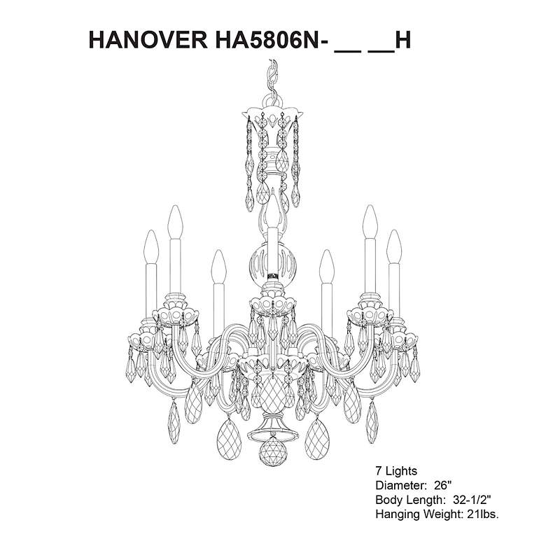 Image 4 Hamilton Nouveau 32.5"H x 26"W 6-Light Crystal Chandelier in Silv more views