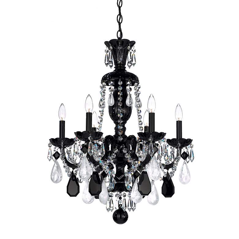 Image 2 Hamilton Rock Crystal 29.5"H x 22"W 6-Light Chandelier in Jet Bla