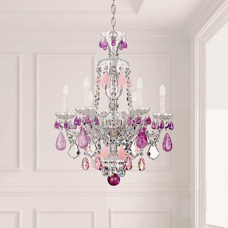 Image 1 Hamilton Rock Crystal 29.5"H x 22"W 6-Light Chandelier in Jet Bla