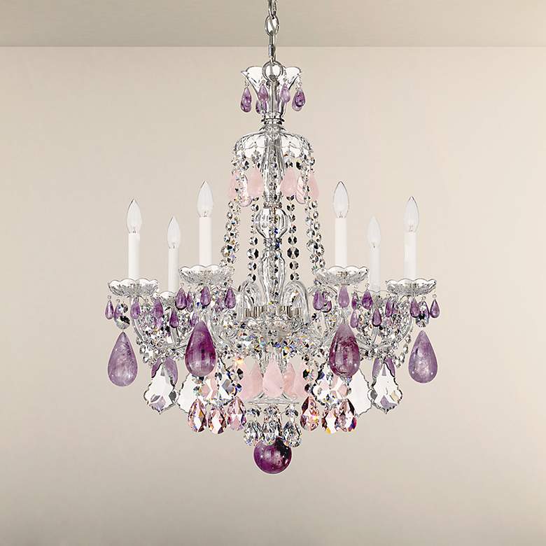Image 1 Hamilton Rock Crystal 31"H x 24"W 7-Light Chandelier in Jet Black
