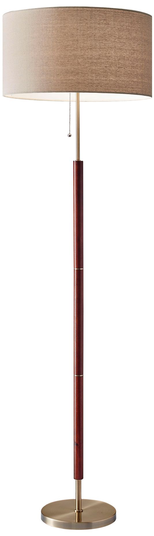 Image 2 Hamilton Walnut Eucalyptus Wood w/ Antique Brass Floor Lamp