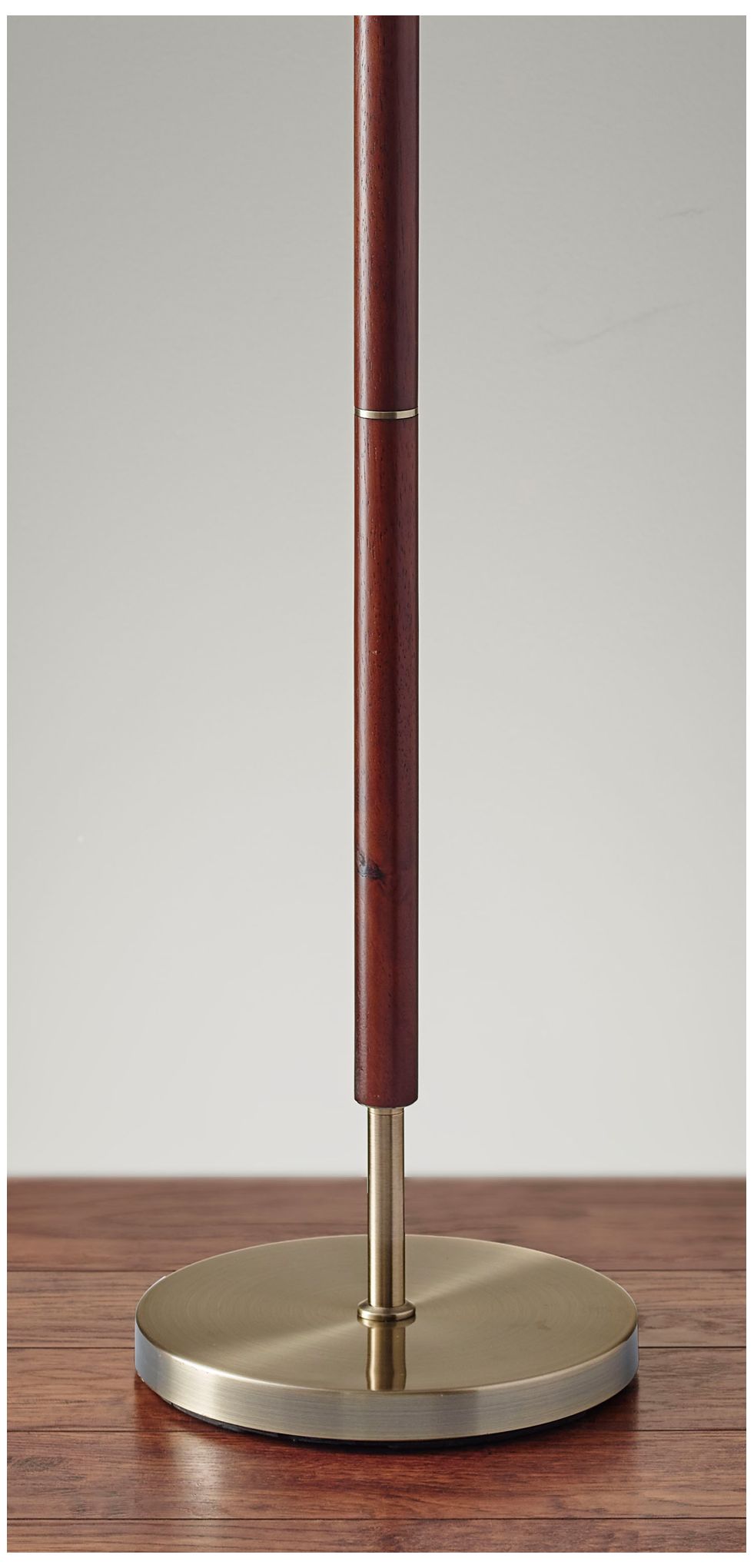 Image 3 Hamilton Walnut Eucalyptus Wood w/ Antique Brass Floor Lamp more views