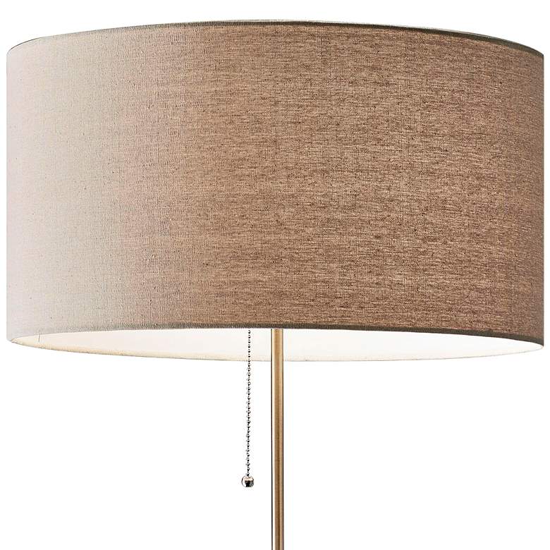 Image 2 Hamilton Walnut Eucalyptus Wood w/ Antique Brass Floor Lamp more views