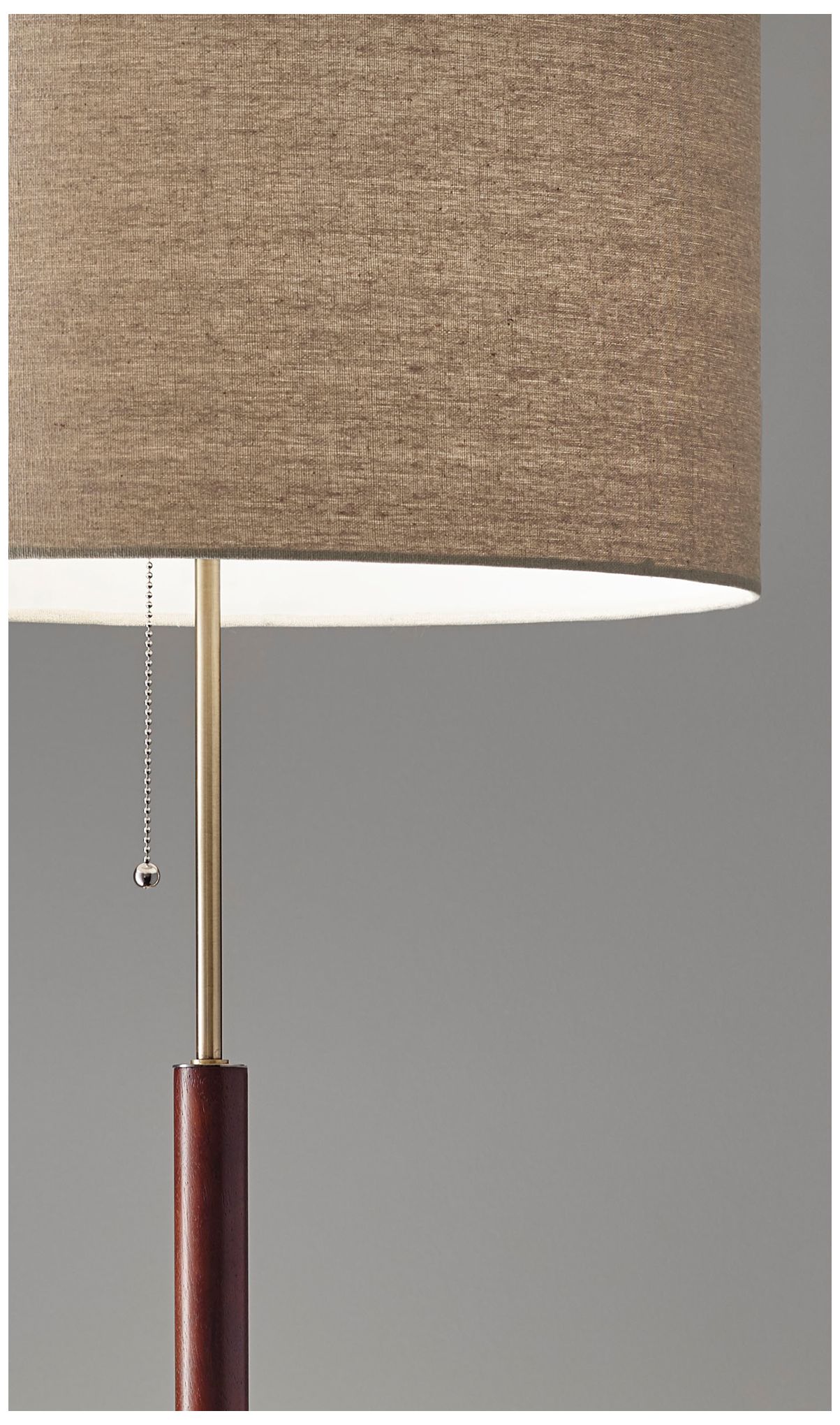 Image 4 Hamilton Walnut Eucalyptus Wood w/ Antique Brass Floor Lamp more views