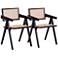 Hamlet Black Wood and Natural Cane Dining Chairs Set of 2