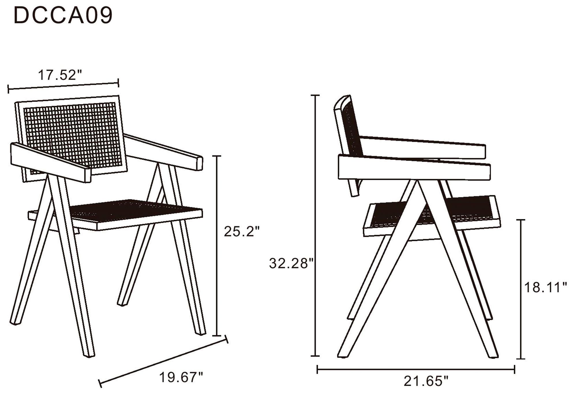 Hamlet Black Wood and Natural Cane Dining Chairs Set of 2 in scene