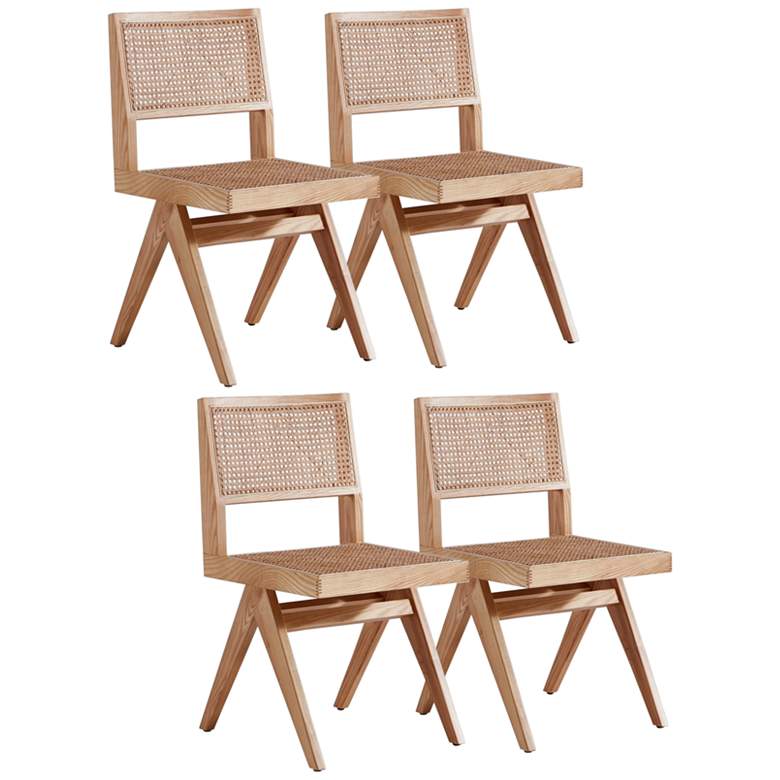 Image 2 Hamlet Cane and Matte Nature Wood Dining Chairs Set of 4