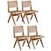Hamlet Cane and Matte Nature Wood Dining Chairs Set of 4