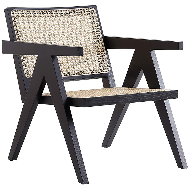 Image 3 Hamlet Matte Black Wood and Natural Cane Accent Chair
