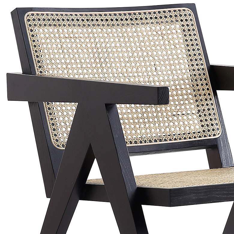 Image 4 Hamlet Matte Black Wood and Natural Cane Accent Chair more views