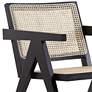 Hamlet Matte Black Wood and Natural Cane Accent Chair in scene