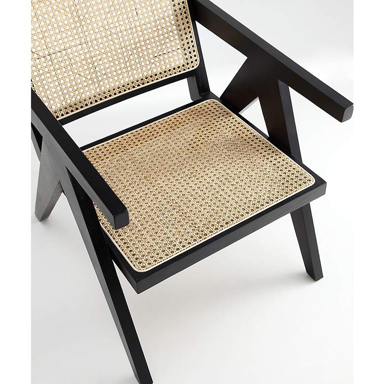 Image 5 Hamlet Matte Black Wood and Natural Cane Accent Chair more views