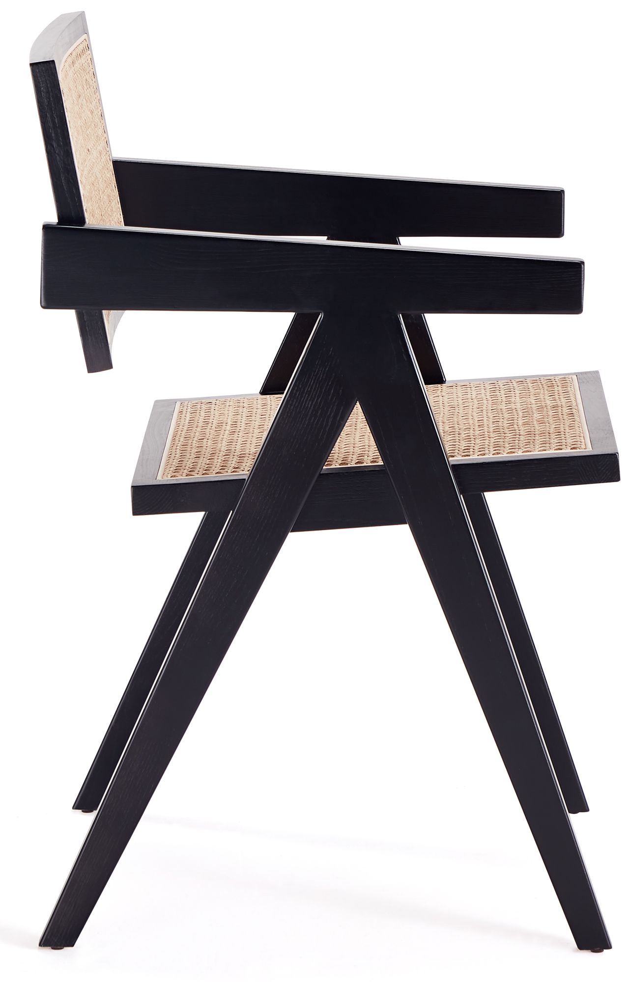 Hamlet Matte Black Wood and Natural Cane Dining Chair