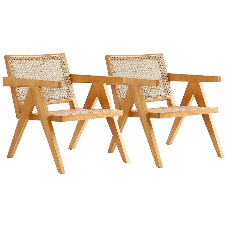 Image 2 Hamlet Matte Nature Cane Accent Chairs Set of 2