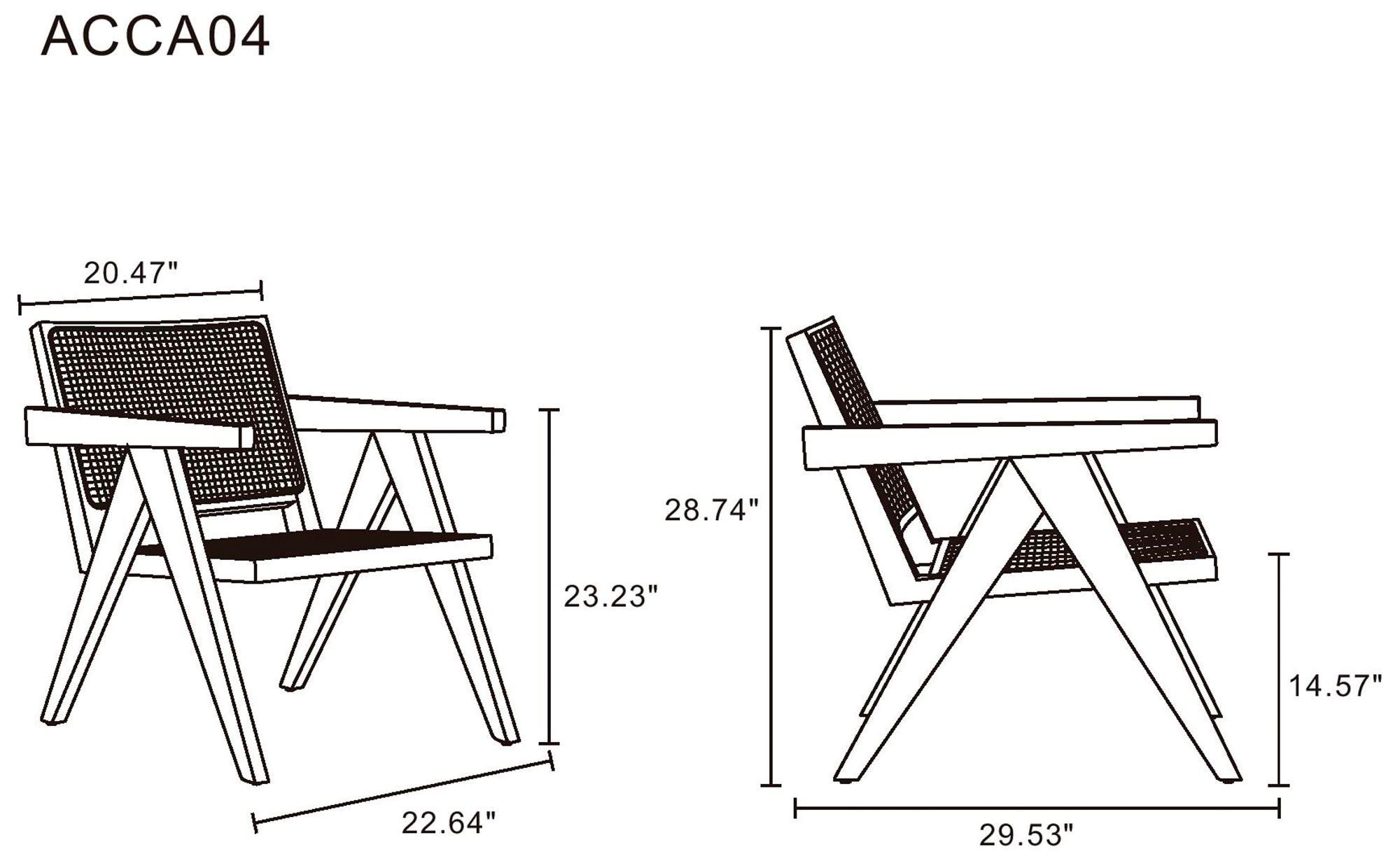 Hamlet Matte Nature Cane Accent Chairs Set of 2 in scene