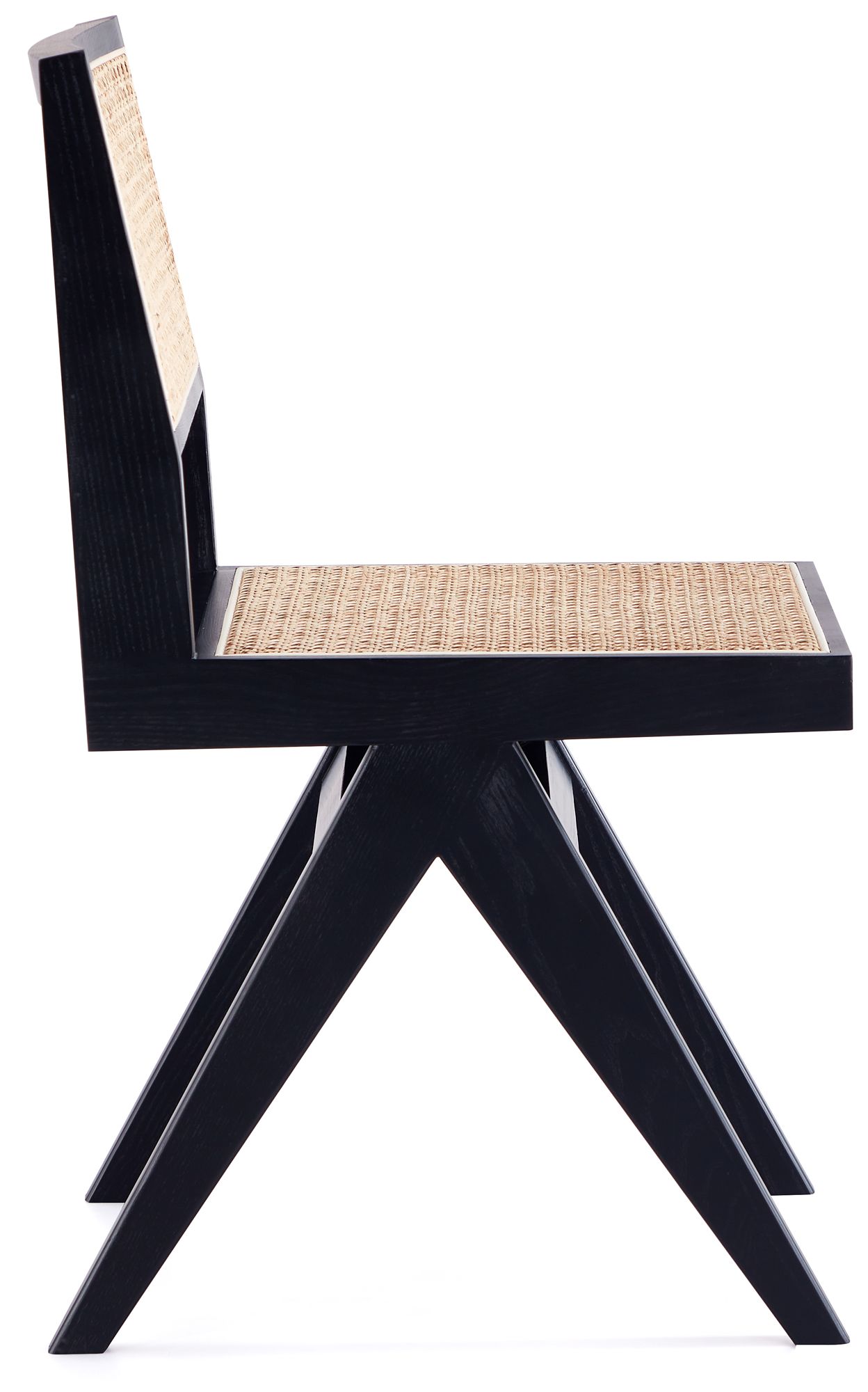 Hamlet Natural Cane Matte Black Wood Dining Chairs Set of 4 in scene