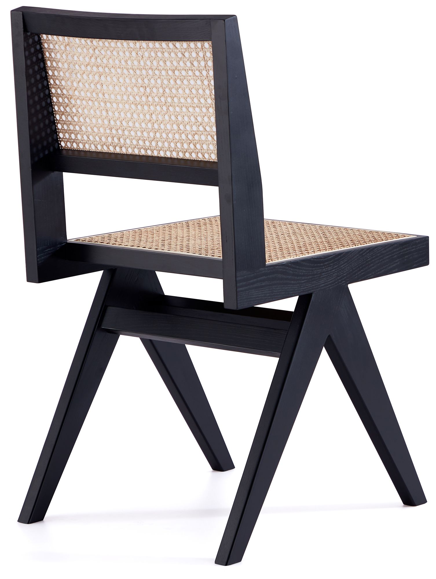 Hamlet Natural Cane Matte Black Wood Dining Chairs Set of 4 in scene