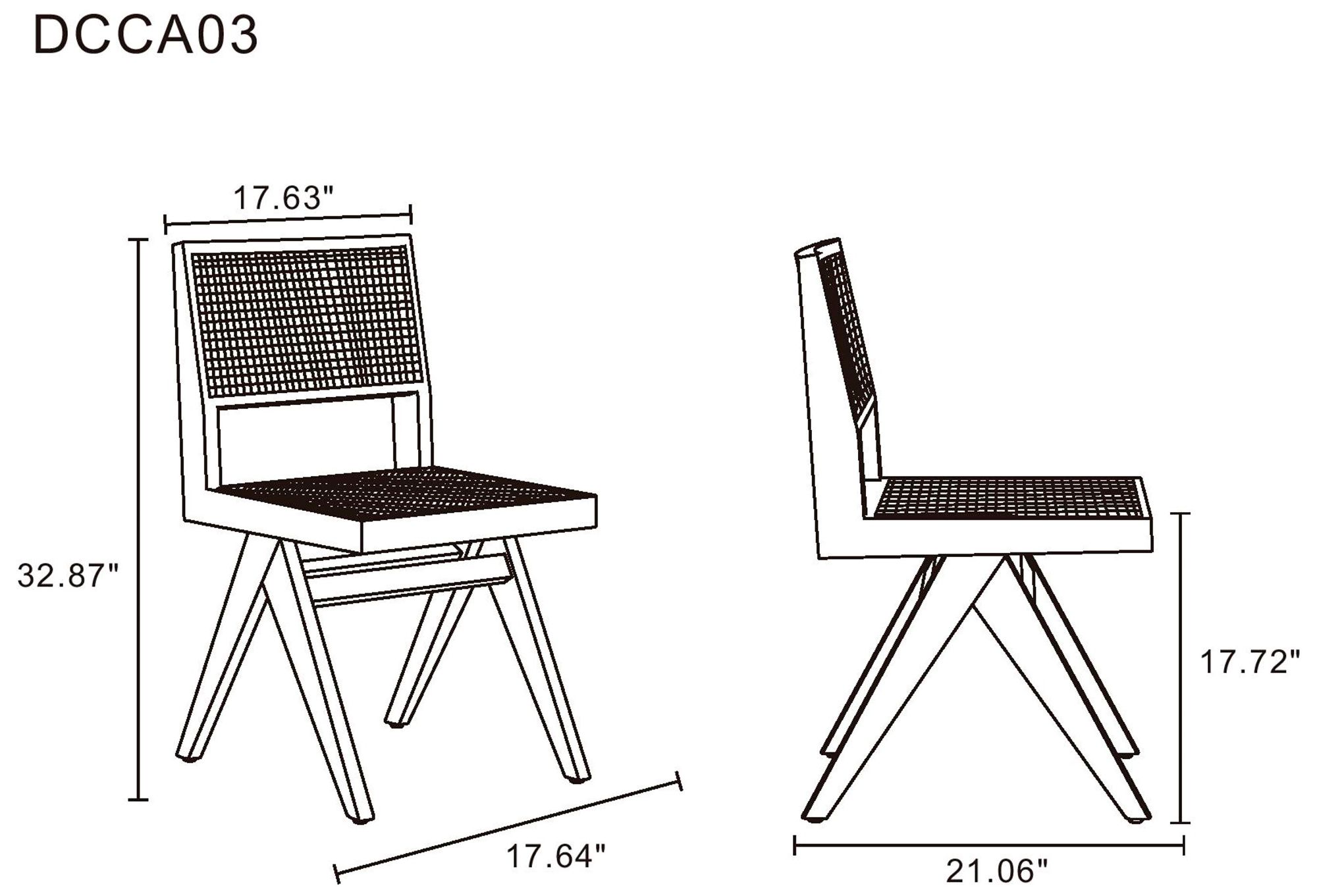 Hamlet Natural Cane Matte Black Wood Dining Chairs Set of 4 in scene