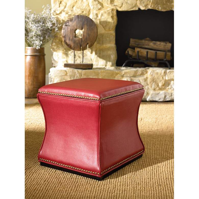 Image 1 Hammary Hidden Treasures Red Storage Cube Ottoman