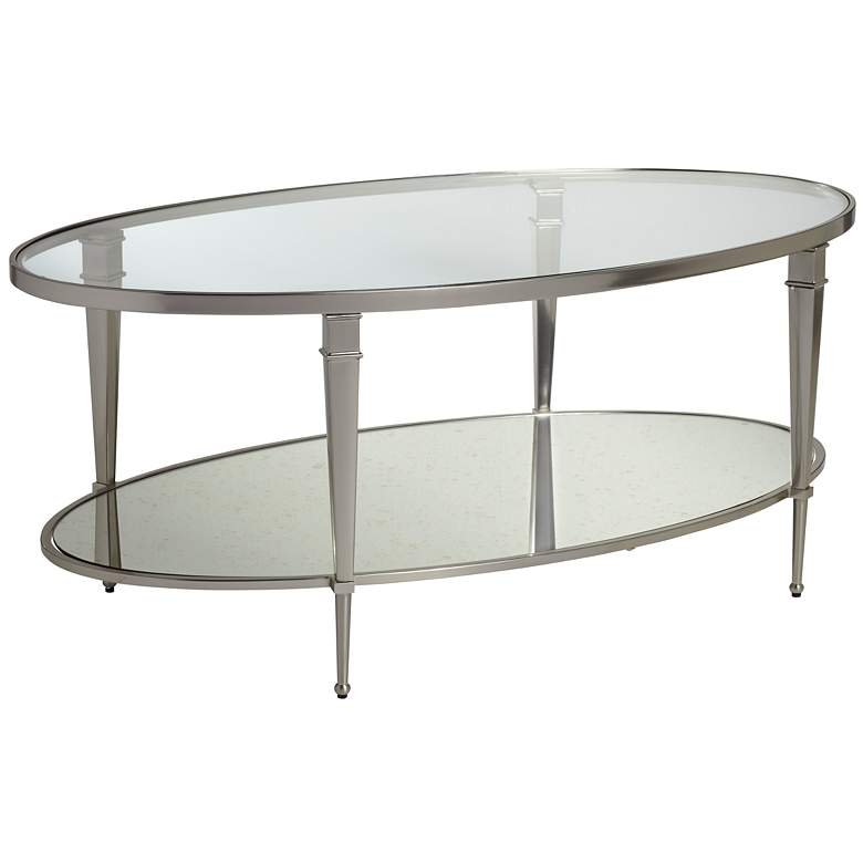 Image 1 Hammary Mallory Oval Glass and Nickel Cocktail Table