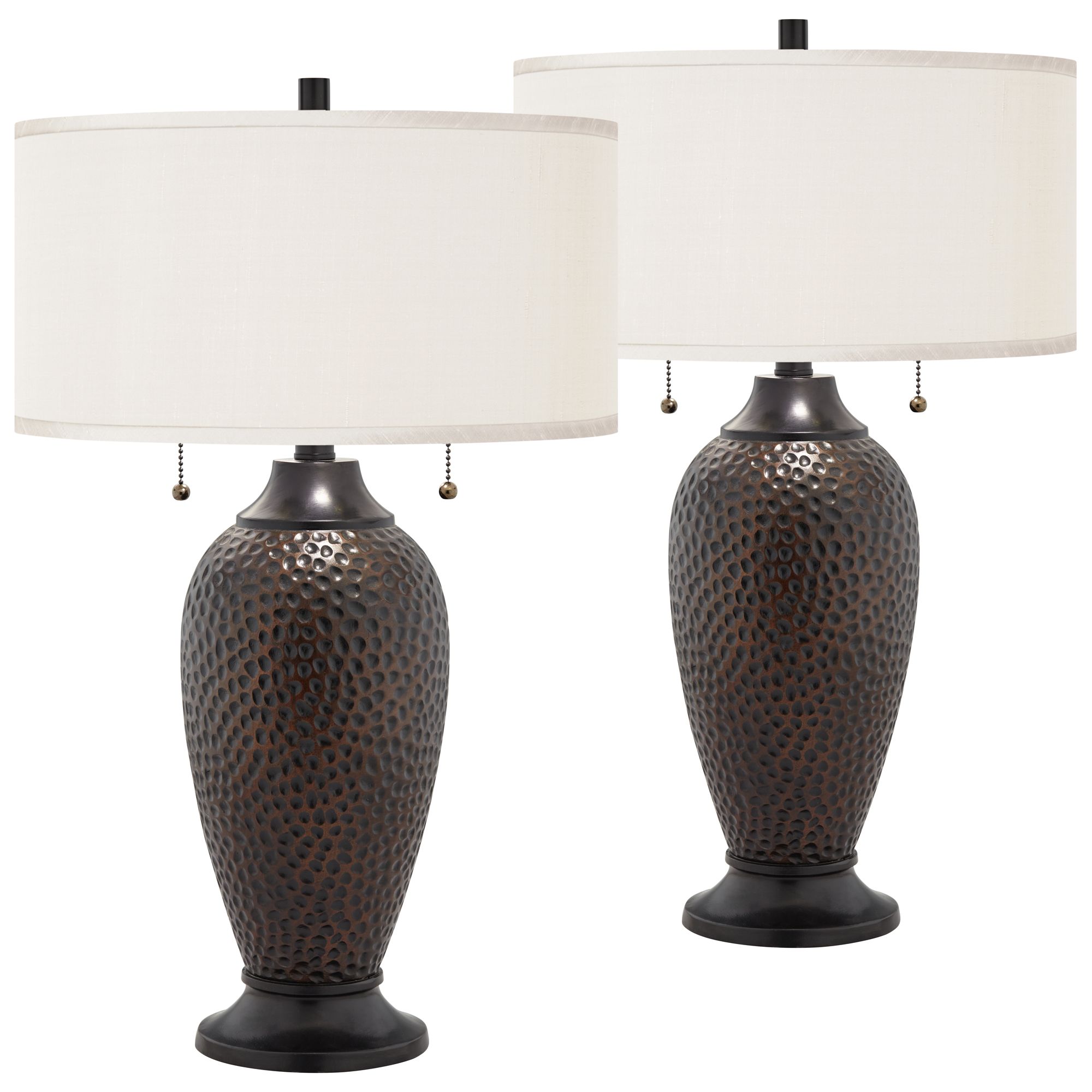 Interweave Patina Zoey Hammered Bronze Table Lamps Set of 2 843C0