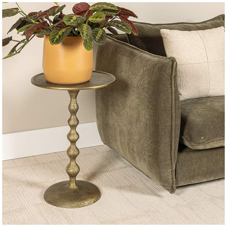 Image 1 Hammered Metal Table, Antique Brass