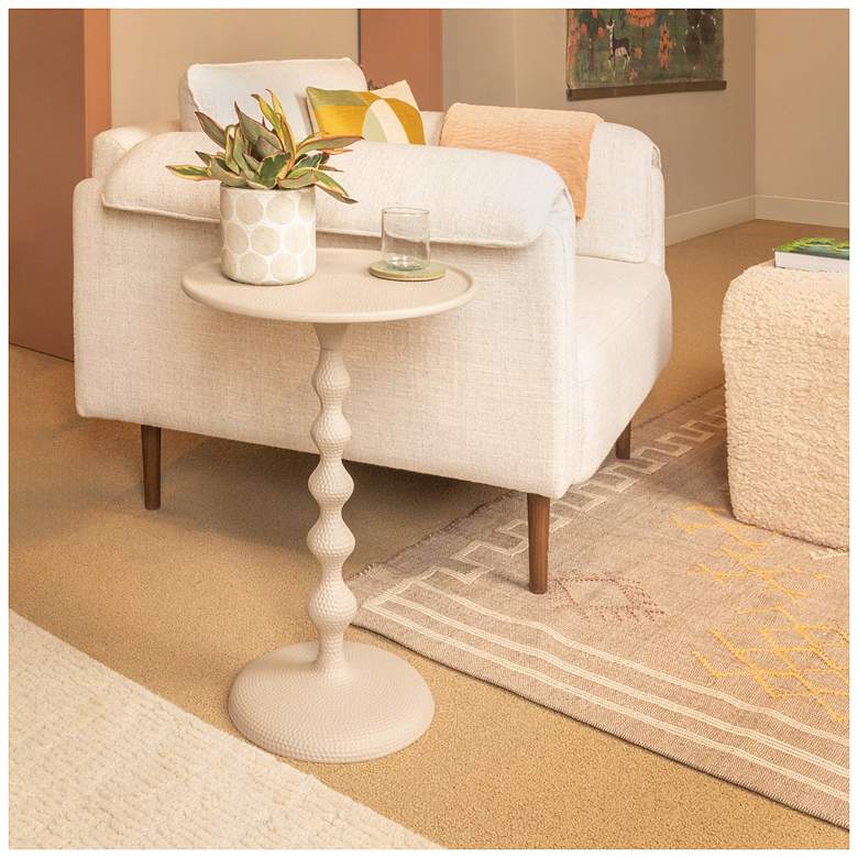 Image 1 Hammered Metal Table, White