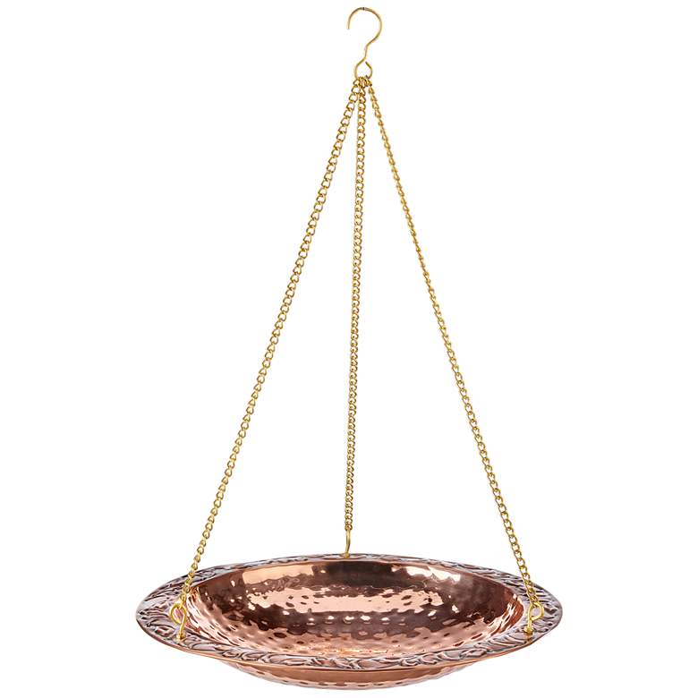 Image 1 Hammered Pure Copper Bowl 13 1/2"W Metal Hanging Bird Bath