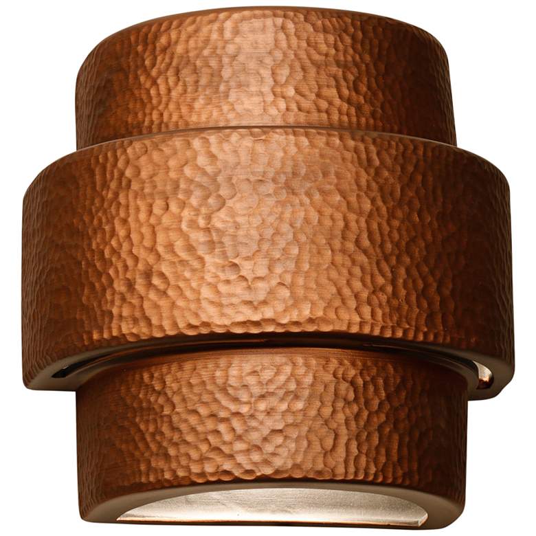 Image 2 Hammerman 10"H Rubbed Copper Banded LED Outdoor Wall Light