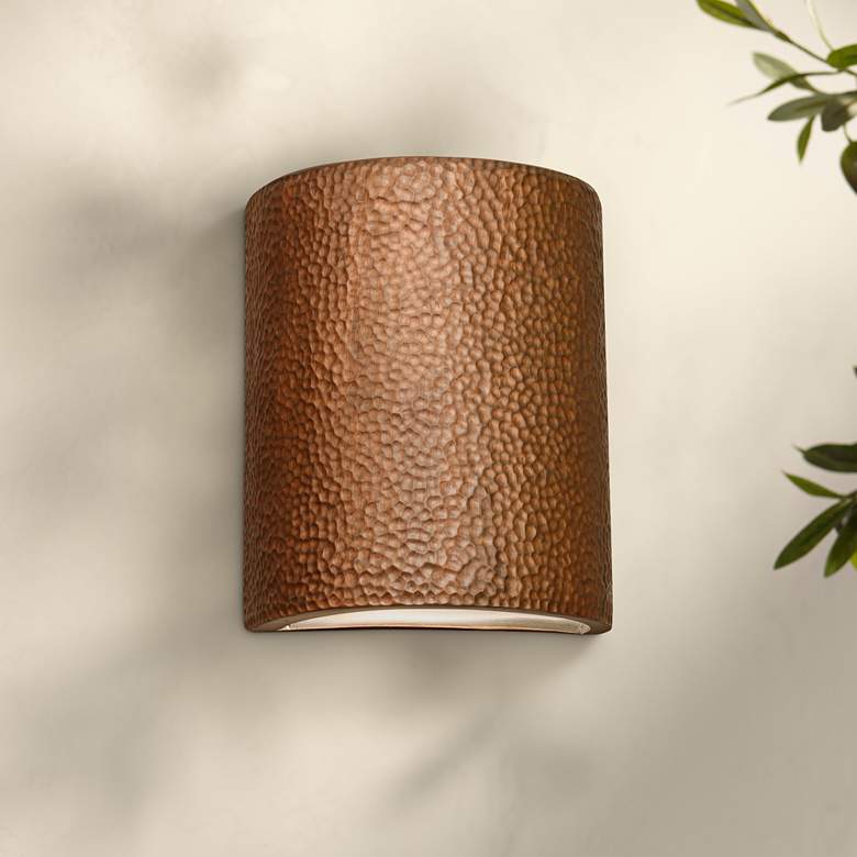 Image 1 Hammerman 10"H Rubbed Copper Ceramic LED Outdoor Wall Light