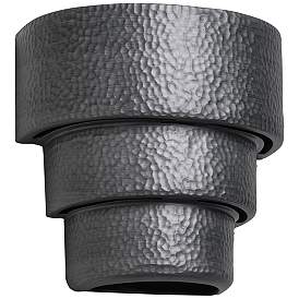 Image2 of Hammerman 10"H Rubbed Pewter Banded LED Outdoor Wall Light