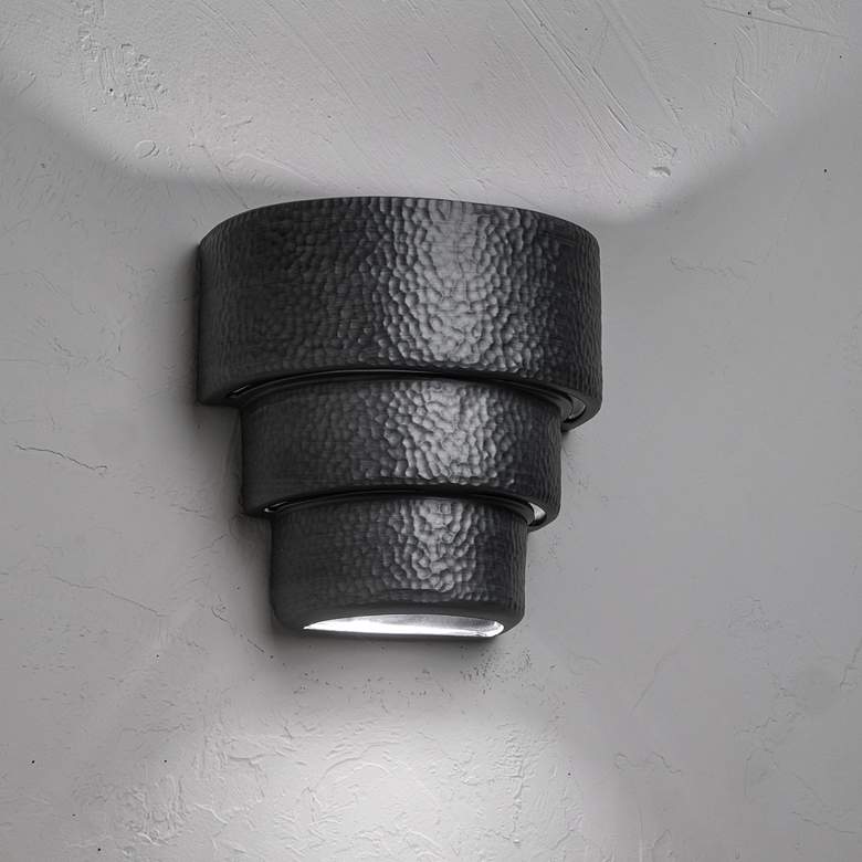 Image 3 Hammerman 10"H Rubbed Pewter Banded LED Outdoor Wall Light more views