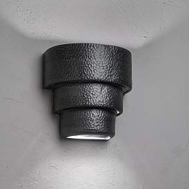 Image3 of Hammerman 10"H Rubbed Pewter Banded LED Outdoor Wall Light more views