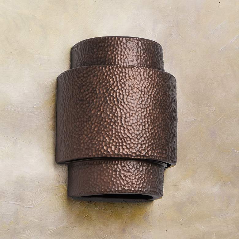 Image 1 Hammerman 13 1/2" High Rubbed Copper LED Outdoor Wall Light