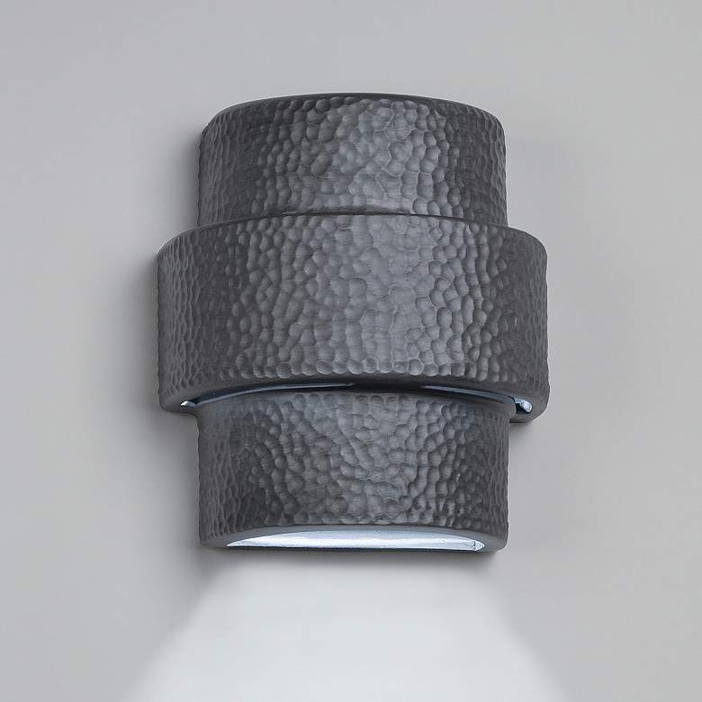 Image 1 Hammerman-9-inch-high-ceramic-pewter-up/down-LED-outdoor-wall-light
